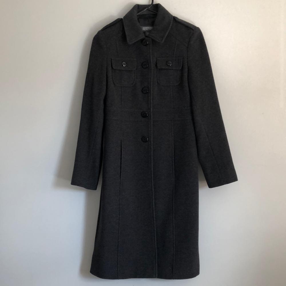 Kenneth Cole Reaction | Dark Gray Wool Blend Trench Coat